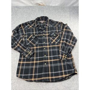 Moose Creek Shirt Flannel Plaid‎ Long Sleeve Black Tan Size L